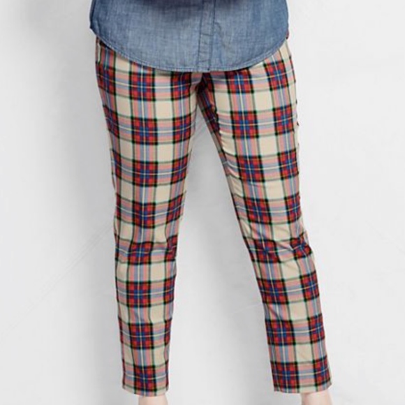 Lands End Slim Leg Ankle Plaid Pants 